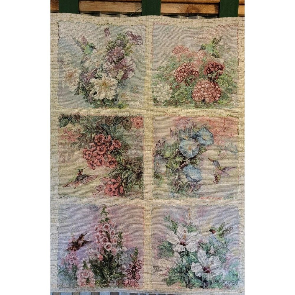 VINTAGE TAPESTRY Wall Hanging Artist, Lena Liu HUMMING BIRDS